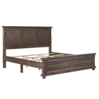Wood Bed Frame with Headboard & Footboard | Brown / White / Stone Gray | Twin / Full / Queen