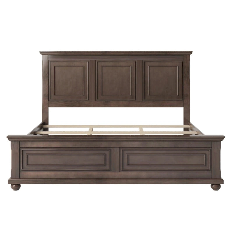 Wood Bed Frame with Headboard & Footboard | Brown / White / Stone Gray | Twin / Full / Queen
