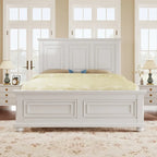 Wood Bed Frame with Headboard & Footboard | Brown / White / Stone Gray | Twin / Full / Queen