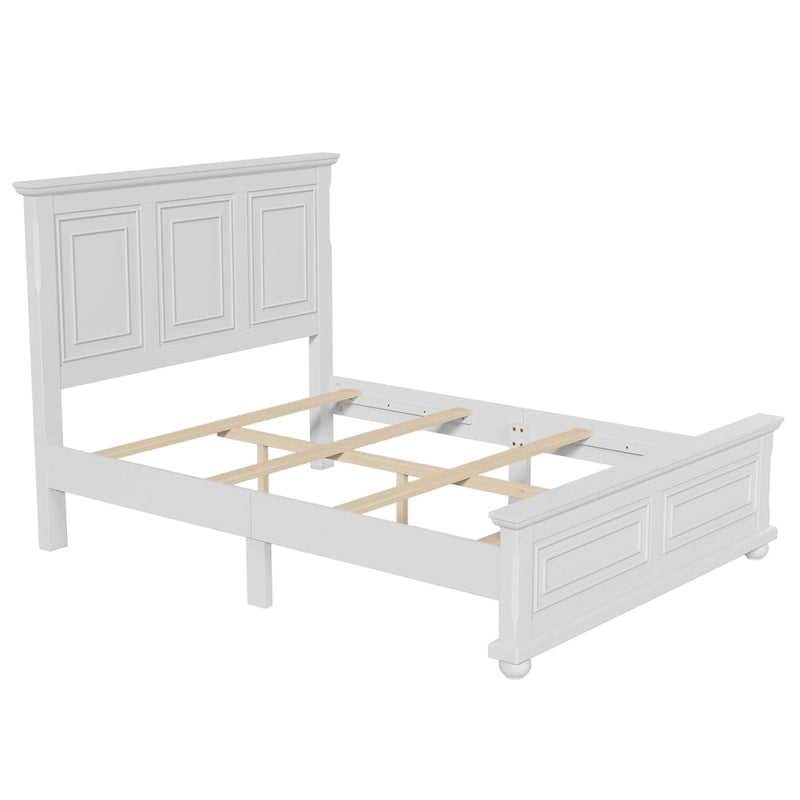 Wood Bed Frame with Headboard & Footboard | Brown / White / Stone Gray | Twin / Full / Queen