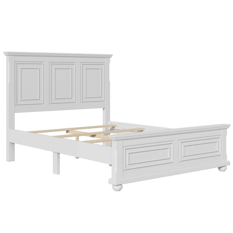 Wood Bed Frame with Headboard & Footboard | Brown / White / Stone Gray | Twin / Full / Queen