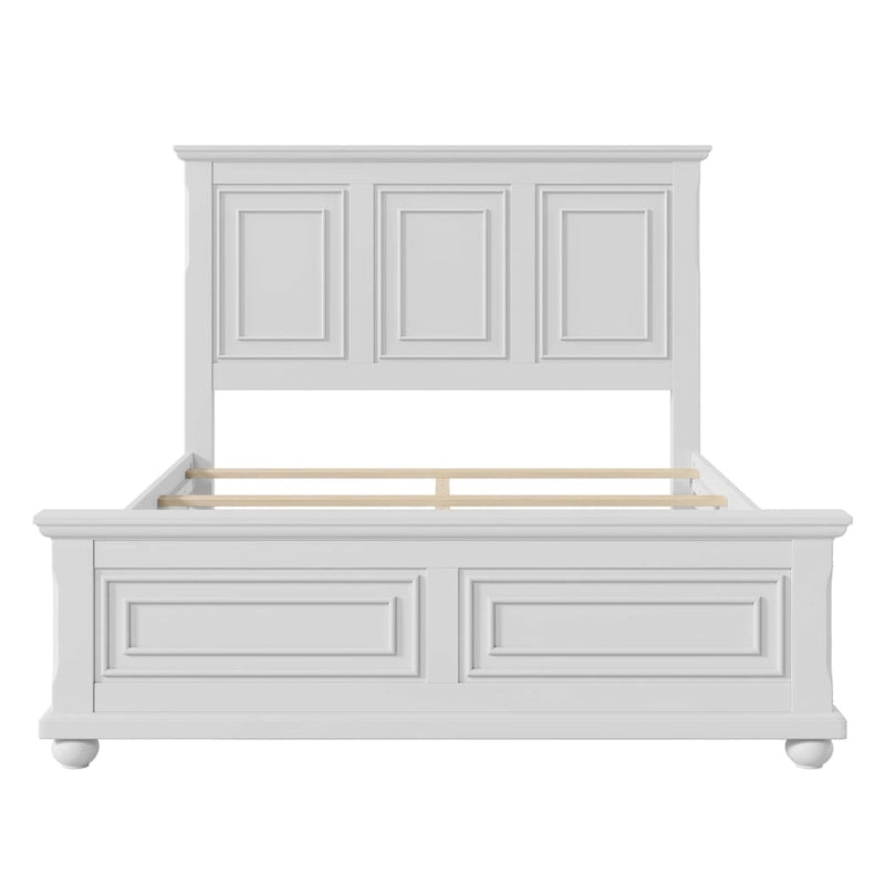 Wood Bed Frame with Headboard & Footboard | Brown / White / Stone Gray | Twin / Full / Queen