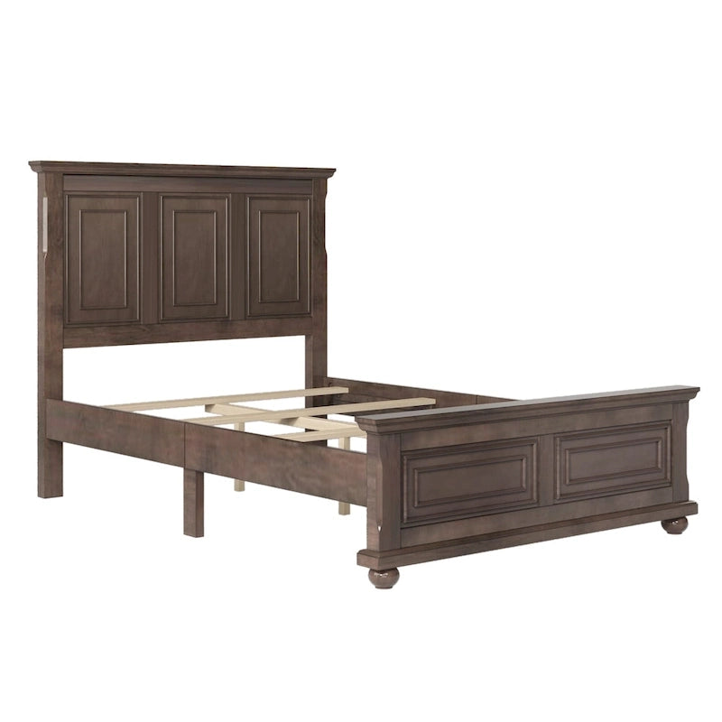 Wood Bed Frame with Headboard & Footboard | Brown / White / Stone Gray | Twin / Full / Queen