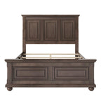 Wood Bed Frame with Headboard & Footboard | Brown / White / Stone Gray | Twin / Full / Queen