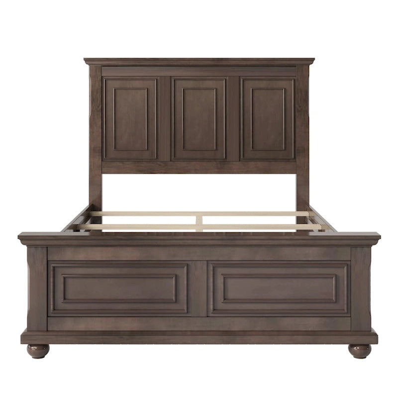 Wood Bed Frame with Headboard & Footboard | Brown / White / Stone Gray | Twin / Full / Queen