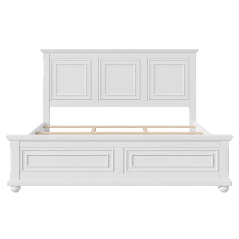 Wood Bed Frame with Headboard & Footboard | Brown / White / Stone Gray | Twin / Full / Queen