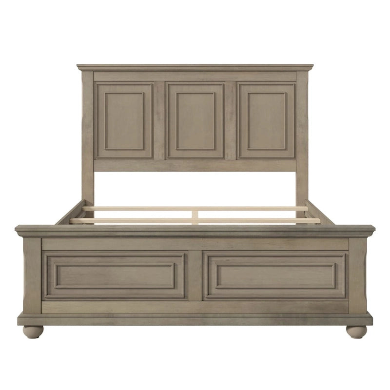 Wood Bed Frame with Headboard & Footboard | Brown / White / Stone Gray | Twin / Full / Queen