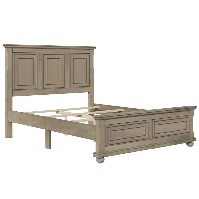 Wood Bed Frame with Headboard & Footboard | Brown / White / Stone Gray | Twin / Full / Queen