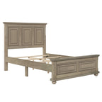 Wood Bed Frame with Headboard & Footboard | Brown / White / Stone Gray | Twin / Full / Queen
