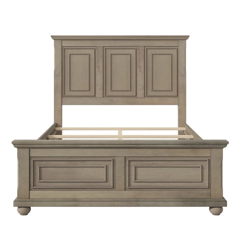 Wood Bed Frame with Headboard & Footboard | Brown / White / Stone Gray | Twin / Full / Queen