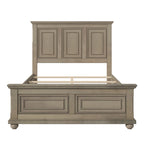 Wood Bed Frame with Headboard & Footboard | Brown / White / Stone Gray | Twin / Full / Queen