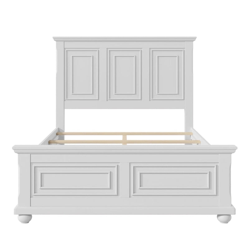 Wood Bed Frame with Headboard & Footboard | Brown / White / Stone Gray | Twin / Full / Queen