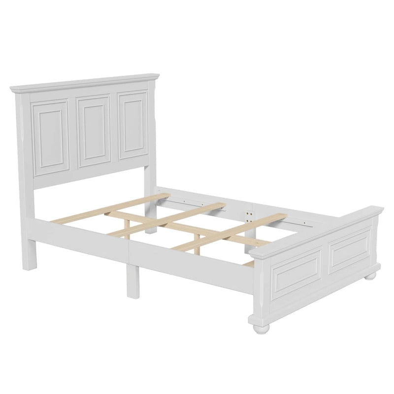 Wood Bed Frame with Headboard & Footboard | Brown / White / Stone Gray | Twin / Full / Queen