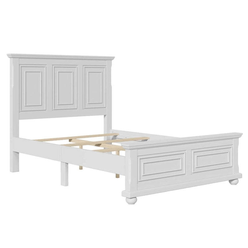 Wood Bed Frame with Headboard & Footboard | Brown / White / Stone Gray | Twin / Full / Queen