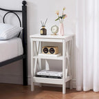 Set of 2 Nightstands, Multi-Color, X-Frame 3-Tier Open Shelf Bedside Table