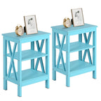 Set of 2 Nightstands, Multi-Color, X-Frame 3-Tier Open Shelf Bedside Table