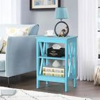 Set of 2 Nightstands, Multi-Color, X-Frame 3-Tier Open Shelf Bedside Table
