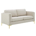 Canapé en tissu moderne du milieu du siècle, 3 places (beige / gris clair / blanc)