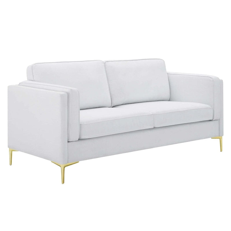 Mid-Century Modern Fabric Sofa, 3-Seater (Beige / Light Gray / White)