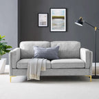Canapé en tissu moderne du milieu du siècle, 3 places (beige / gris clair / blanc)