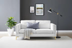 Canapé en tissu moderne du milieu du siècle, 3 places (beige / gris clair / blanc)