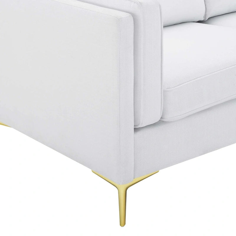 Canapé en tissu moderne du milieu du siècle, 3 places (beige / gris clair / blanc)