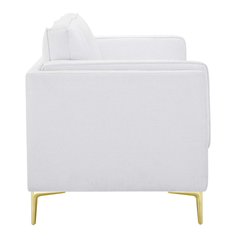 Canapé en tissu moderne du milieu du siècle, 3 places (beige / gris clair / blanc)