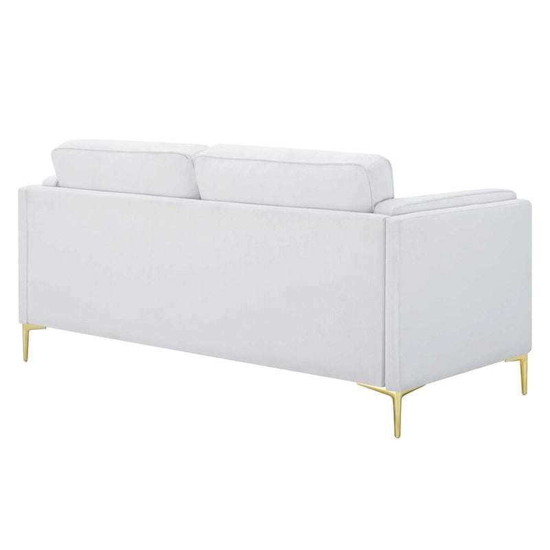 Canapé en tissu moderne du milieu du siècle, 3 places (beige / gris clair / blanc)