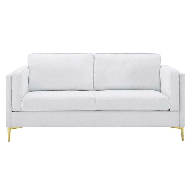 Canapé en tissu moderne du milieu du siècle, 3 places (beige / gris clair / blanc)