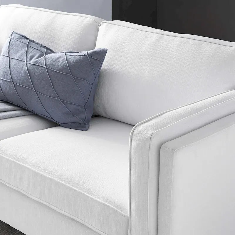 Canapé en tissu moderne du milieu du siècle, 3 places (beige / gris clair / blanc)
