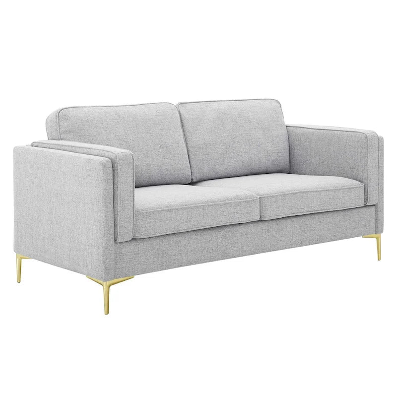 Canapé en tissu moderne du milieu du siècle, 3 places (beige / gris clair / blanc)