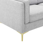 Canapé en tissu moderne du milieu du siècle, 3 places (beige / gris clair / blanc)