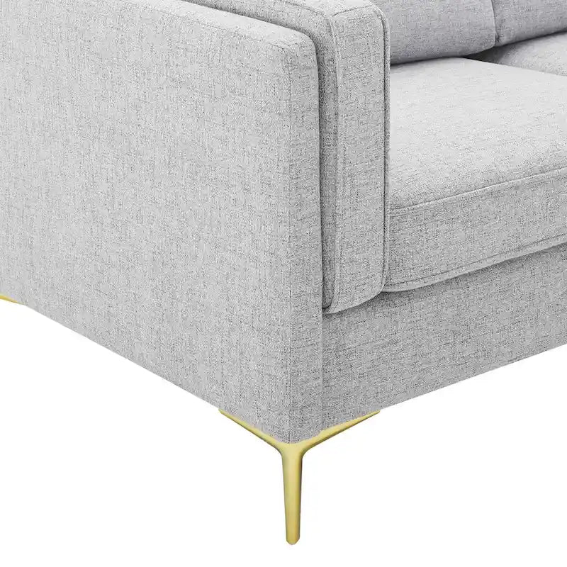 Canapé en tissu moderne du milieu du siècle, 3 places (beige / gris clair / blanc)