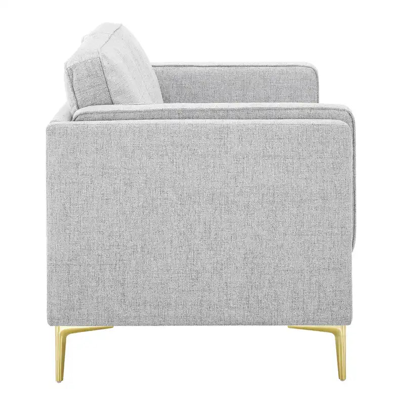 Canapé en tissu moderne du milieu du siècle, 3 places (beige / gris clair / blanc)