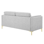 Canapé en tissu moderne du milieu du siècle, 3 places (beige / gris clair / blanc)