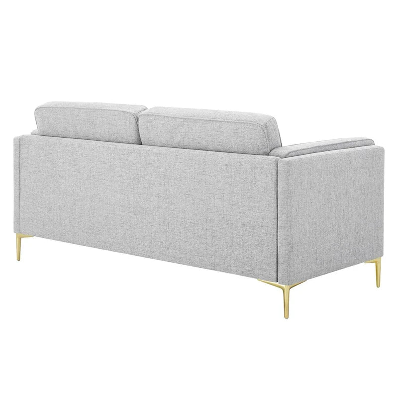 Canapé en tissu moderne du milieu du siècle, 3 places (beige / gris clair / blanc)