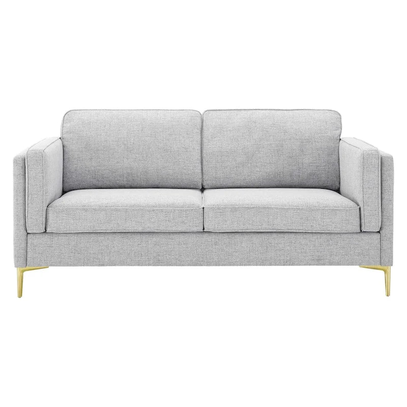 Canapé en tissu moderne du milieu du siècle, 3 places (beige / gris clair / blanc)
