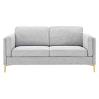 Canapé en tissu moderne du milieu du siècle, 3 places (beige / gris clair / blanc)