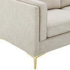 Canapé en tissu moderne du milieu du siècle, 3 places (beige / gris clair / blanc)