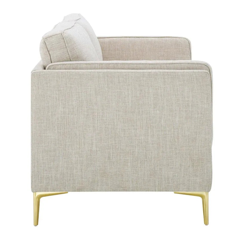 Canapé en tissu moderne du milieu du siècle, 3 places (beige / gris clair / blanc)