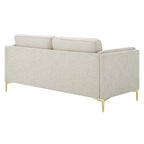 Canapé en tissu moderne du milieu du siècle, 3 places (beige / gris clair / blanc)