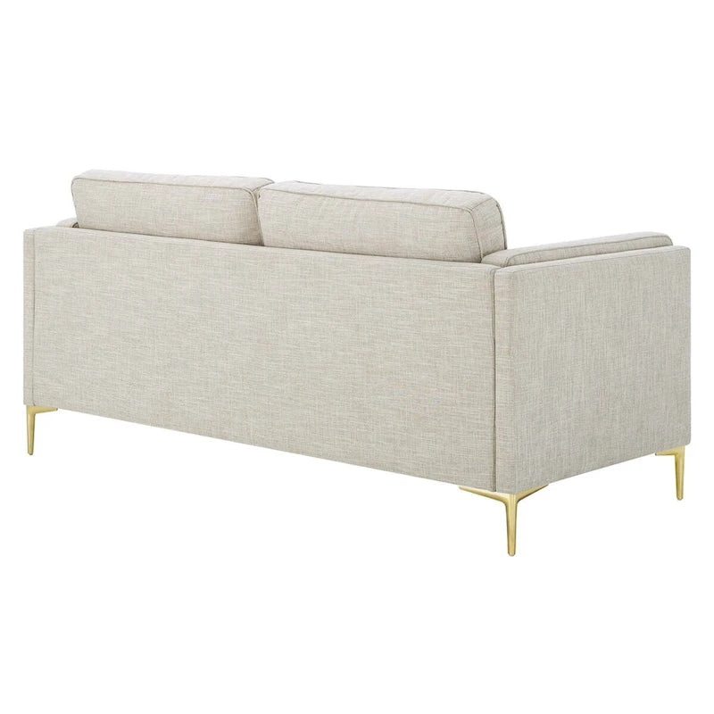 Canapé en tissu moderne du milieu du siècle, 3 places (beige / gris clair / blanc)