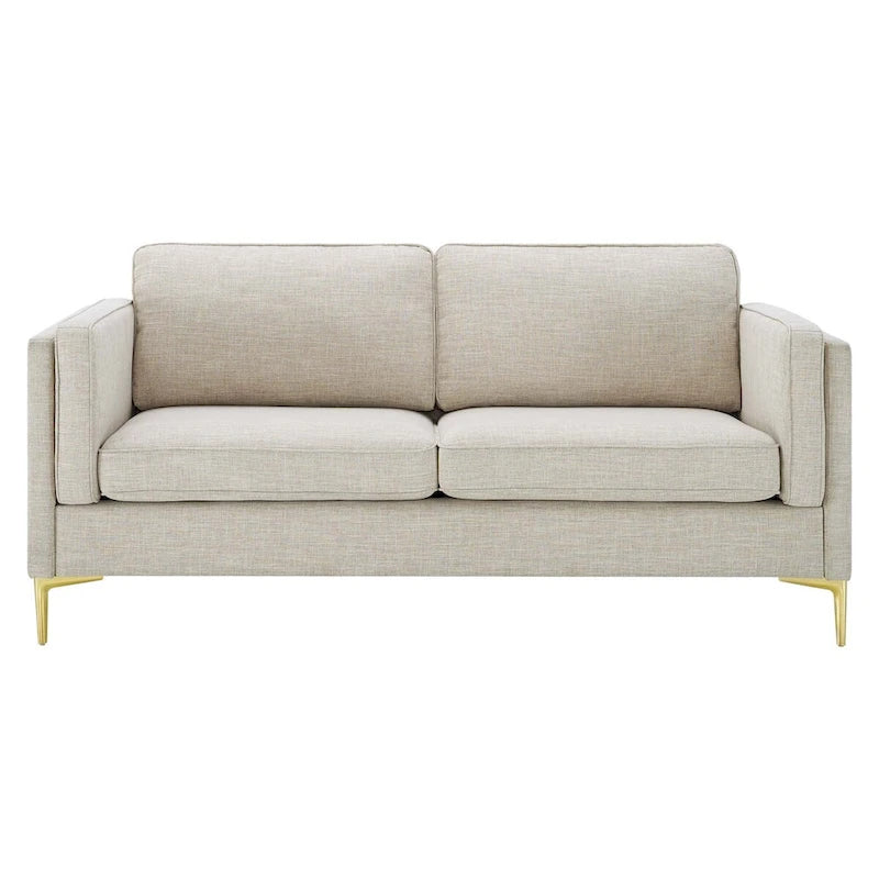 Canapé en tissu moderne du milieu du siècle, 3 places (beige / gris clair / blanc)