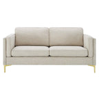 Canapé en tissu moderne du milieu du siècle, 3 places (beige / gris clair / blanc)