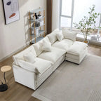 Canapé d'angle en chenille 112,2 po avec ottomane, pour salon, style moderne de luxe