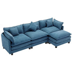Canapé d'angle en chenille 112,2 po avec ottomane, pour salon, style moderne de luxe