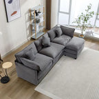 Canapé d'angle en chenille 112,2 po avec ottomane, pour salon, style moderne de luxe