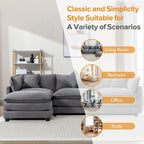 Canapé d'angle en chenille 112,2 po avec ottomane, pour salon, style moderne de luxe