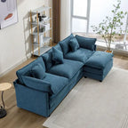 Canapé d'angle en chenille 112,2 po avec ottomane, pour salon, style moderne de luxe
