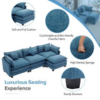 Canapé d'angle en chenille 112,2 po avec ottomane, pour salon, style moderne de luxe